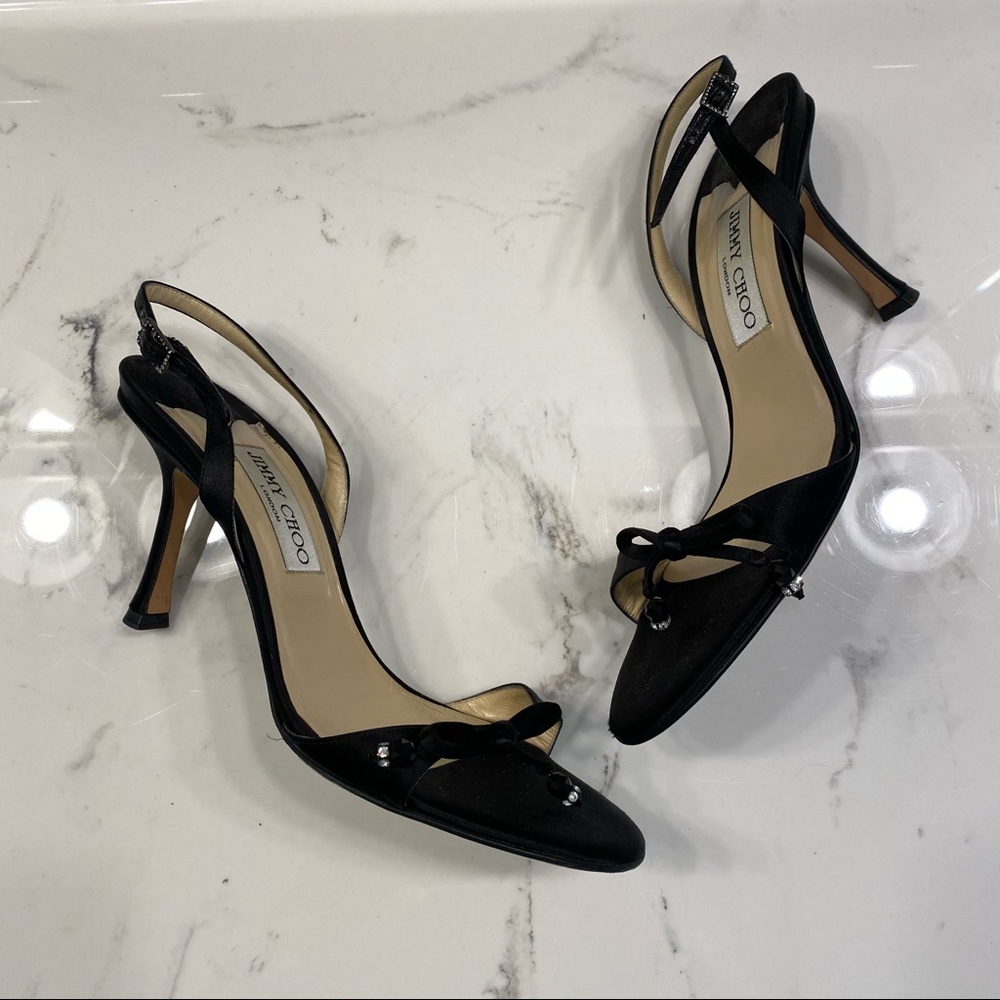 Jimmy Choo Black sexy heels Swarovski strap buckle